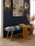 KADIMA DESIGN Sitzbank Sitzbank Samt / Massivholz Bank Bunt 117x51x38 cm...