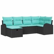 vidaXL Gartenlounge-Set Gartensofa-set 6 stk. Schwarz Poly-Rattan, (6-tlg)