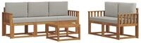 vidaXL Gartenlounge-Set Outdoor-Sofagarnitur 6 stk. Nat&uuml;rlich und Hellgrau,...