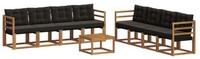 vidaXL Gartenlounge-Set Outdoor-Sofagarnitur 9 stk. Nat&uuml;rlich und Schwarz,...