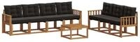 vidaXL Gartenlounge-Set Outdoor-Sofagarnitur 8 stk. Nat&uuml;rlich und Schwarz,...
