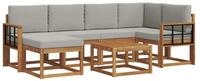 vidaXL Gartenlounge-Set Outdoor-Sofagarnitur 7 stk. Nat&uuml;rlich und Hellgrau,...