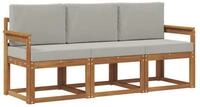 vidaXL Gartenlounge-Set Outdoor-Sofagarnitur 3 stk. Nat&uuml;rlich und Hellgrau,...