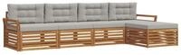 vidaXL Gartenlounge-Set Outdoor-Sofagarnitur 5 stk. Nat&uuml;rlich und Hellgrau,...