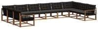 vidaXL Gartenlounge-Set Outdoor-Sofagarnitur 10 stk. Nat&uuml;rlich und Schwarz,...