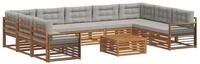 vidaXL Gartenlounge-Set Outdoor-Sofagarnitur 10 stk. Nat&uuml;rlich und Hellgrau,