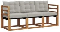 vidaXL Gartenlounge-Set Outdoor-Sofagarnitur 3 stk. Nat&uuml;rlich und Hellgrau,...