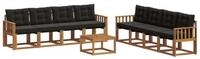vidaXL Gartenlounge-Set Outdoor-Sofagarnitur 9 stk. Nat&uuml;rlich und Schwarz,...