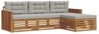 vidaXL Gartenlounge-Set Outdoor-Sofagarnitur 4 stk. Nat&uuml;rlich und Hellgrau,...