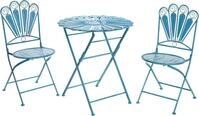 Beliani Balkonset PAVIA Bistroset f&uuml;r 2, blau, Eisen, (Set, 3-tlg), klappbare