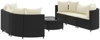 vidaXL Gartenlounge-Set 7-tlg. Garten-Sofagarnitur mit Kissen Schwarz Poly...
