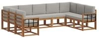 vidaXL Gartenlounge-Set Outdoor-Sofagarnitur 9 stk. Nat&uuml;rlich und Hellgrau,...