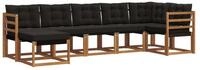vidaXL Gartenlounge-Set Outdoor-Sofagarnitur 7 stk. Nat&uuml;rlich und Schwarz,...