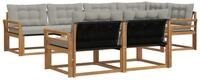 vidaXL Gartenlounge-Set Outdoor-Sofagarnitur 7 stk. Nat&uuml;rlich und Hellgrau,...