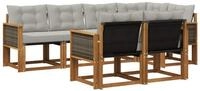 vidaXL Gartenlounge-Set Outdoor-Sofagarnitur 7 stk. Nat&uuml;rlich und Hellgrau,...