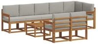 vidaXL Gartenlounge-Set Outdoor-Sofagarnitur 9 stk. Nat&uuml;rlich und Hellgrau,...