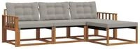 vidaXL Gartenlounge-Set Outdoor-Sofagarnitur 4 stk. Nat&uuml;rlich und Hellgrau,...