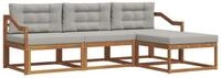 vidaXL Gartenlounge-Set Outdoor-Sofagarnitur 4 stk. Nat&uuml;rlich und Hellgrau,...
