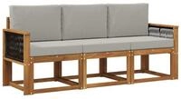 vidaXL Gartenlounge-Set Outdoor-Sofagarnitur 3 stk. Nat&uuml;rlich und Hellgrau,...