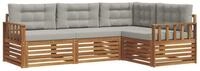 vidaXL Gartenlounge-Set Outdoor-Sofagarnitur 4 stk. Nat&uuml;rlich und Hellgrau,...