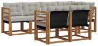 vidaXL Gartenlounge-Set Outdoor-Sofagarnitur 7 stk. Nat&uuml;rlich und Hellgrau,...