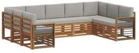 vidaXL Gartenlounge-Set Outdoor-Sofagarnitur 9 stk. Nat&uuml;rlich und Hellgrau,...