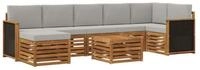vidaXL Gartenlounge-Set Outdoor-Sofagarnitur 7 stk. Nat&uuml;rlich und Hellgrau,...