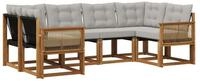 vidaXL Gartenlounge-Set Outdoor-Sofagarnitur 6 stk. Nat&uuml;rlich und Hellgrau,...