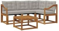 vidaXL Gartenlounge-Set Outdoor-Sofagarnitur 5 stk. Nat&uuml;rlich und Hellgrau,...
