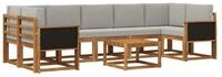 vidaXL Gartenlounge-Set Outdoor-Sofagarnitur 6 stk. Nat&uuml;rlich und Hellgrau,...