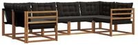 vidaXL Gartenlounge-Set Outdoor-Sofagarnitur 6 stk. Nat&uuml;rlich und Schwarz,...