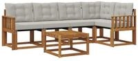 vidaXL Gartenlounge-Set Outdoor-Sofagarnitur 6 stk. Nat&uuml;rlich und Hellgrau,...