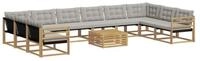 vidaXL Gartenlounge-Set Outdoor-Sofagarnitur 11 stk. Wei&szlig; und Hellgrau,...