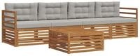 vidaXL Gartenlounge-Set Outdoor-Sofagarnitur 5 stk. Nat&uuml;rlich und Hellgrau,...