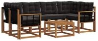 vidaXL Gartenlounge-Set Outdoor-Sofagarnitur 7 stk. Nat&uuml;rlich und Schwarz,...