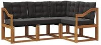 vidaXL Gartenlounge-Set Outdoor-Sofagarnitur 4 stk. Nat&uuml;rlich und Schwarz,...