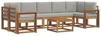 vidaXL Gartenlounge-Set Outdoor-Sofagarnitur 8 stk. Nat&uuml;rlich und Hellgrau,...