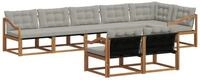 vidaXL Gartenlounge-Set Outdoor-Sofagarnitur 8 stk. Nat&uuml;rlich und Hellgrau,...