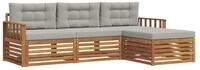vidaXL Gartenlounge-Set Outdoor-Sofagarnitur 4 stk. Nat&uuml;rlich und Hellgrau,...