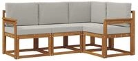 vidaXL Gartenlounge-Set Outdoor-Sofagarnitur 4 stk. Nat&uuml;rlich und Hellgrau,...