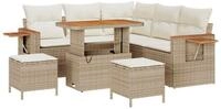 vidaXL Gartenlounge-Set Gartensofa-set 8 stk. Beige Poly-Rattan, (8-tlg)