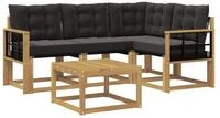 vidaXL Gartenlounge-Set Outdoor-Sofagarnitur 5 stk. Wei&szlig; und Schwarz, (5-tlg)