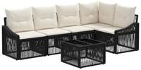 vidaXL Gartenlounge-Set Gartensofa-set 6 stk. Schwarz Poly-Rattan, (6-tlg)