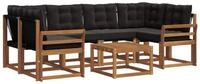 vidaXL Gartenlounge-Set Outdoor-Sofagarnitur 7 stk. Nat&uuml;rlich und Schwarz,...