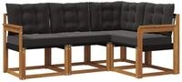 vidaXL Gartenlounge-Set Outdoor-Sofagarnitur 4 stk. Nat&uuml;rlich und Schwarz,...