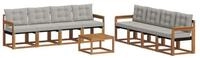 vidaXL Gartenlounge-Set Outdoor-Sofagarnitur 9 stk. Nat&uuml;rlich und Hellgrau,...