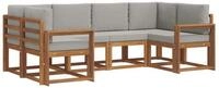 vidaXL Gartenlounge-Set Outdoor-Sofagarnitur 6 stk. Nat&uuml;rlich und Hellgrau,...