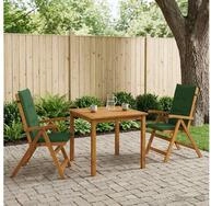 vidaXL Loungeset vidaXL 3-teilige Garten-Essgruppe Natur Massivholz Akazie