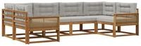 vidaXL Gartenlounge-Set Outdoor-Sofagarnitur 6 stk. Nat&uuml;rlich und Hellgrau,...