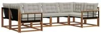 vidaXL Gartenlounge-Set Outdoor-Sofagarnitur 6 stk. Nat&uuml;rlich und Hellgrau,...